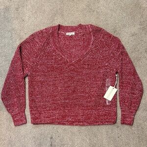 Margeaux & Ellie Red V Neck Sweater Top Size L